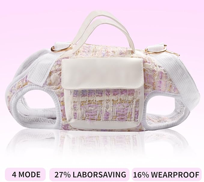 Dog Lift Harness Backpack for Small Dogs, Adjustable Straps Dog Sling Carrier for Hiking, Travel, Outdoor β Purple Large