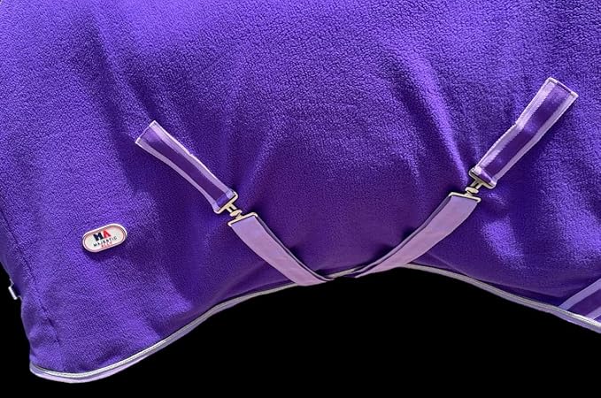 Majestic Ally Anti Pill Fleece Horse Blanket/Sheet with Silver Braided Rope (Purple, 76)