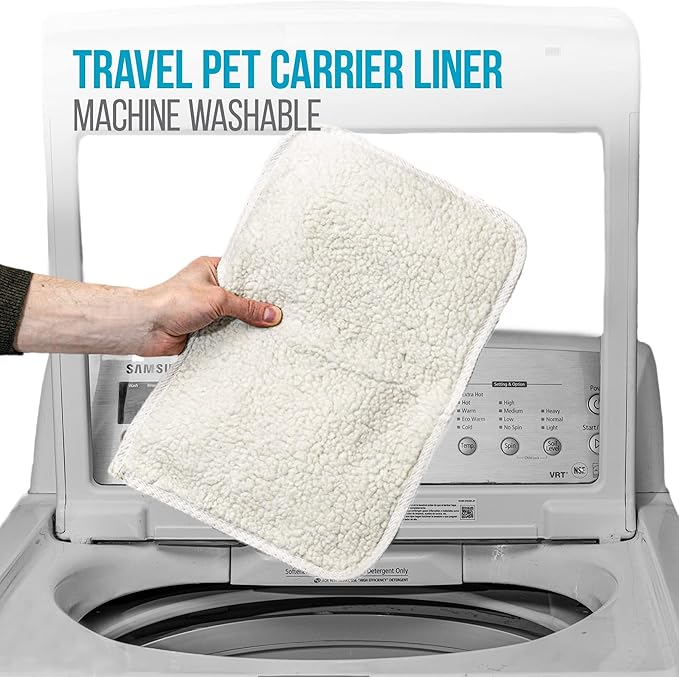 Sherpa Replacement Liners for Travel Pet Carriers - Soft Absorbent Dog Kennel Pad with Waterproof Backing, Machine Washable Dog Crate Pads, 14.5x9.75in - 2 Pack, White, Small