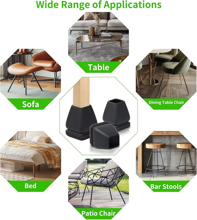 16PCS Extra Small Chair Leg Floor Protectors, Chair Leg Protector