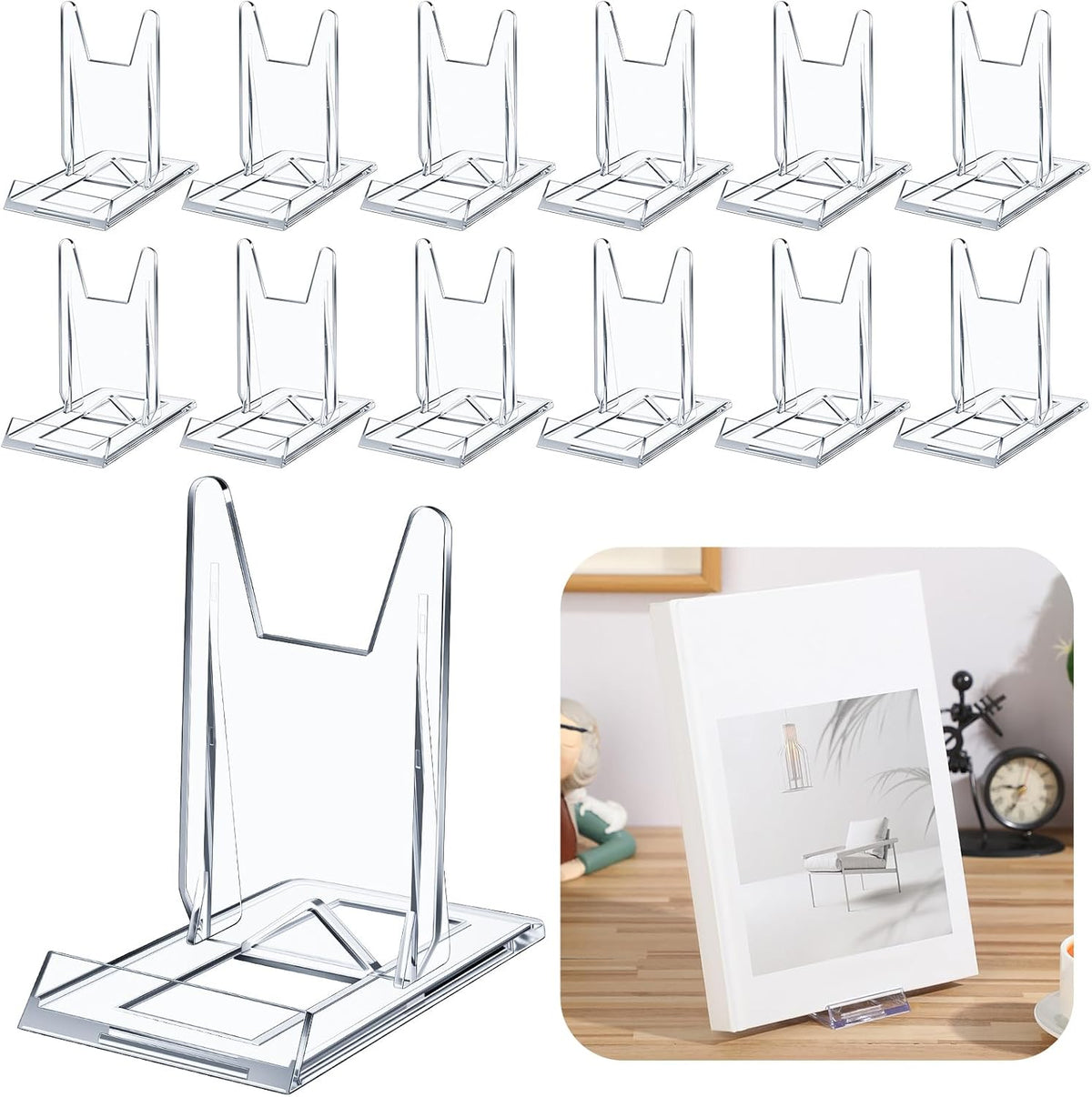 36 Pack Acrylic Book Stand for Display Adjustable, 4.2in H