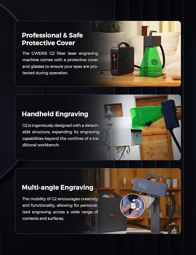 GWEIKE G2 Pro 30W Fiber Laser Engraver, 15000mm/s Fast Laser Engraver Machine