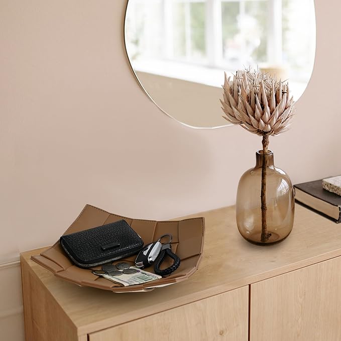 Valet Tray PU Leather Key Bowl for Men Women Entryway Table Nightstand Catchall