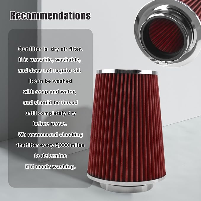 RYANSTAR RACING 89mm 3.5" High Flow Round Tapered Cone Closed-Top Washable