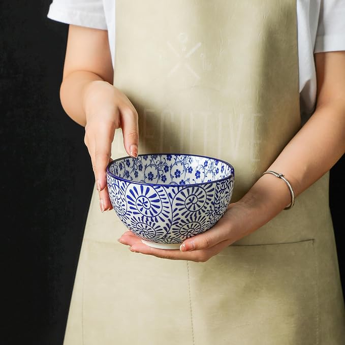 Selamica Ceramic Ramen Bowls Set, 15 OZ Noodle Bowls