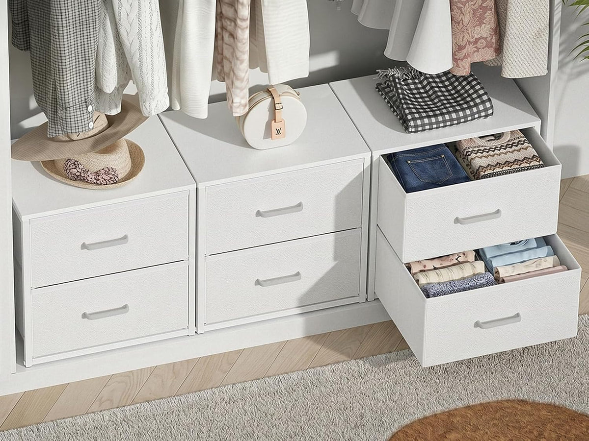 Stackable Storage Drawers, Closet Drawers, White