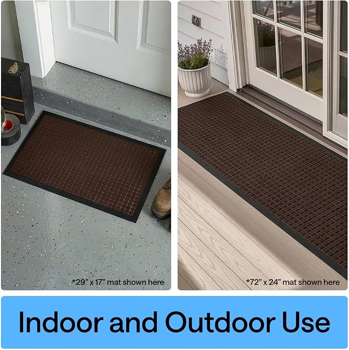 GORILLA GRIP 100% Waterproof All-Season WeatherMAX Doormat, US Designed Natural