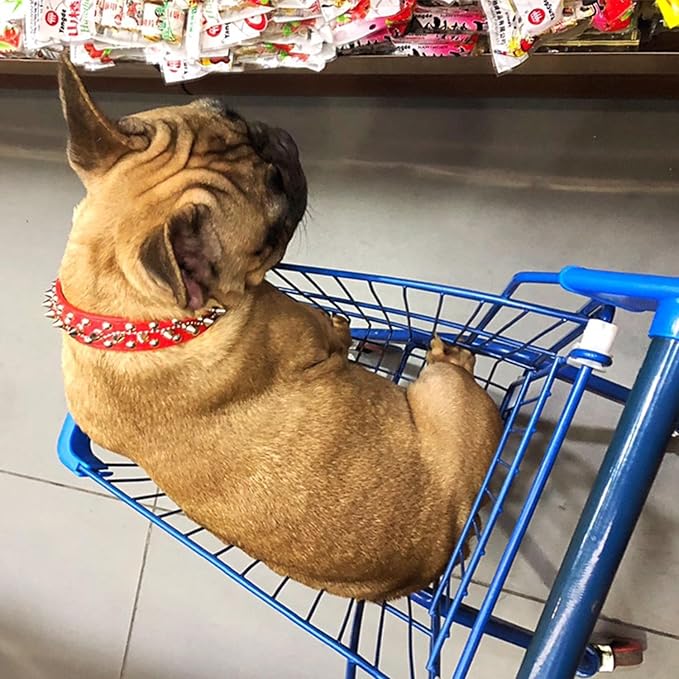 TEEMERRYCA Adjustable Microfiber Leather Spiked Studded Dog Collars with a Squeak Ball Gift for Small Medium Large Pets Like Cats/Pit Bull/Bulldog/Pugs/Husky, Red, XXL 19.7-22.4 inches