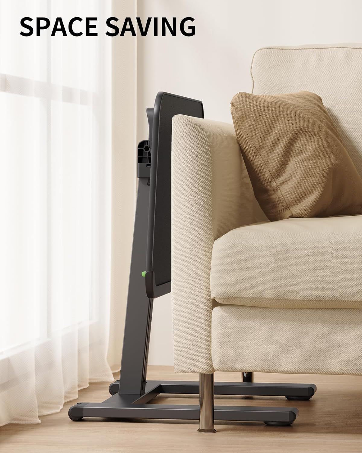 SAIJI Sturdy TV Tray Table with Wheels, Heavy Duty Metal TV Trays for Couch