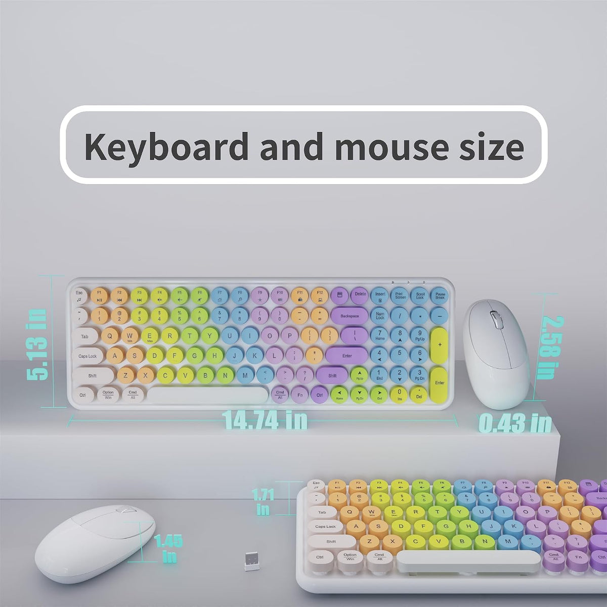 MPTOG Retro Typewriter Wireless Keyboard and Mouse Combo (White)