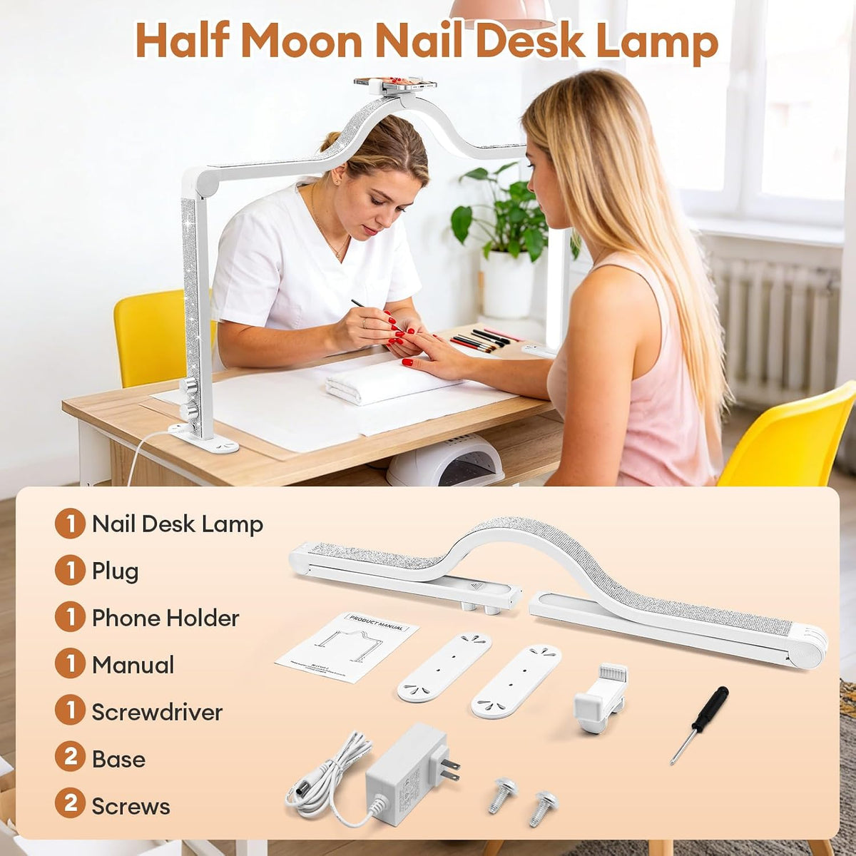 Arch Half Moon Light - Nail Lamp for Desk Foldable Nail Tech Light
