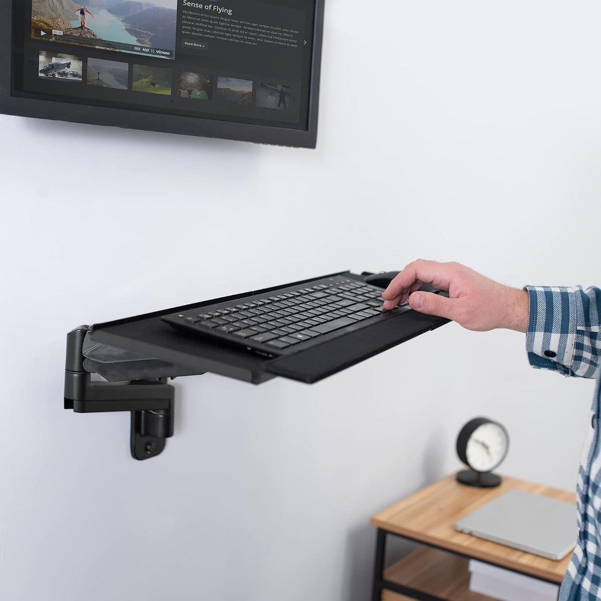 VIVO Single Monitor Wall Mount with Keyboard Tray for 17 to 32 in Screens