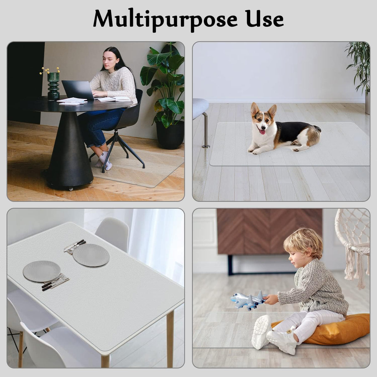 Blvornl Office Chair Mat for Hard Wood Floor, Transparent, 51 X 63in