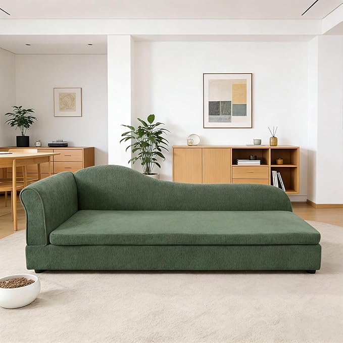 Oversized Pet Sofa Bed for Large Dogs, 55 Inch Modern Dog Couch with Orthopedic Memory Foam, Sturdy Furniture Style Pet Bed with Weight Capacity 220 lbs, (Green)