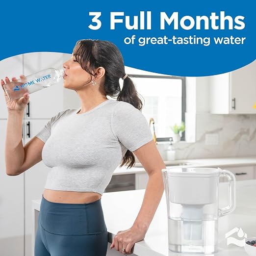HOMEWATER 10-Cup Pitcher Filter – BPA-Free, High-Capacity 2.4L Pitcher