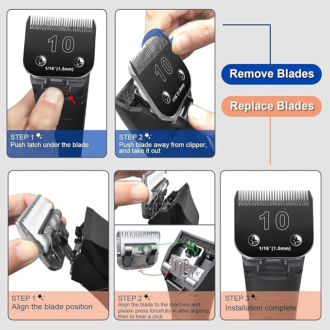 30 Blades Dog Grooming Blades Compatible with Andis/Oster A5/Wahl KM-10 Series Dog Clippers,Detachable Dog Clipper Replacement Blades,Black,(30#/2PCS)