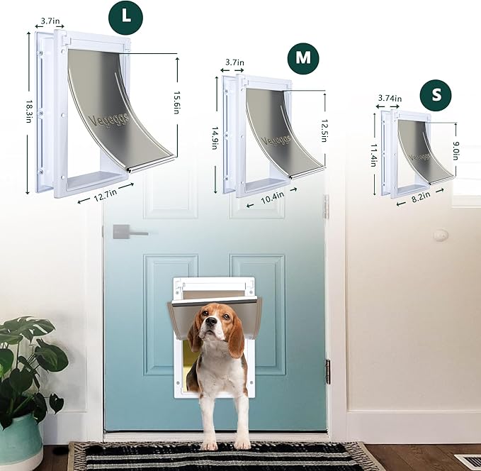 Dog Door Doggy Door Easy Install - Wood & PVC Doors & Walls,Dgooie Free Movement & Flexible Control - 2 Magnetic Flaps & Sliding Lock,Telescoping Frame,10 1/8" x 15 3/4" for Large Dogs Up to 100 lb