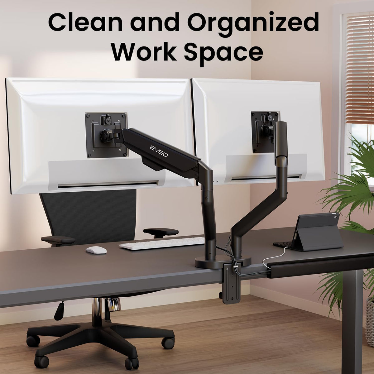 EVEO Cable Management Under Desk Kit (12 Units)- Under Desk Cable Management Cord Cover, Cable Hider Cord Management Under Desk Cable Organizer Cord Organizer Tray - 96''J Channel 12X16 - White