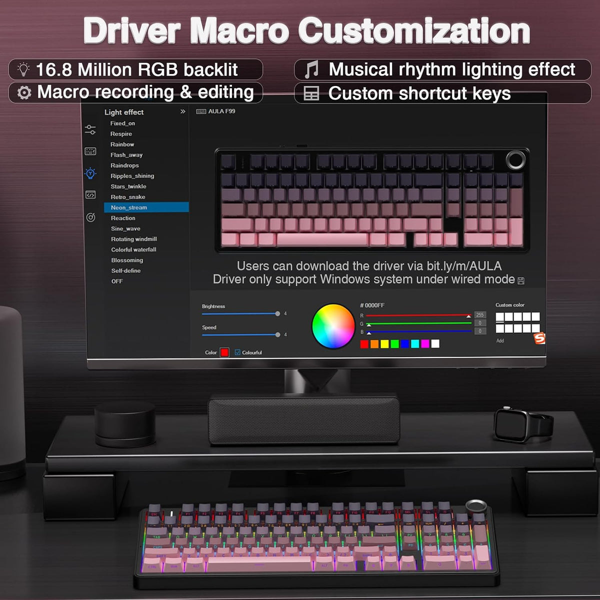 AULA F99 Pro Wireless Mechanical Keyboard with Number Pad, Knob, 99 Keys