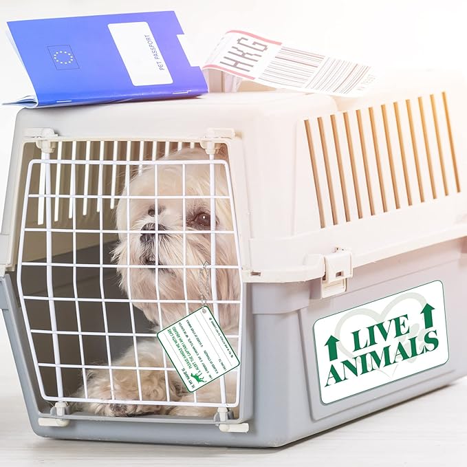 Eaasty 23 Pcs Pet Airline Travel Kit Kennel Travel Kit, Includes 4 Live Animal Stickers 2 Pet Bowl 1 Live Pets Label 5 Storage Bag 10 Cable Ties 1 Tag Animal Outdoors Accessories for Dogs Cats