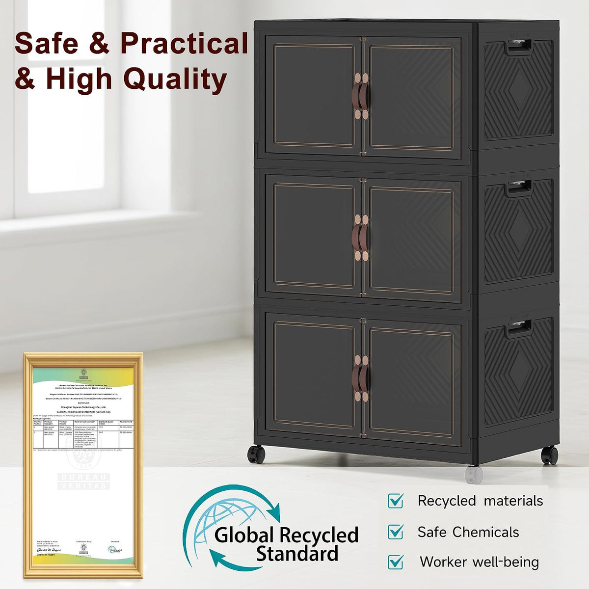 UAMFURI Stackable Storage Bins with Lids, 550QT Lockable Storage Cabinet