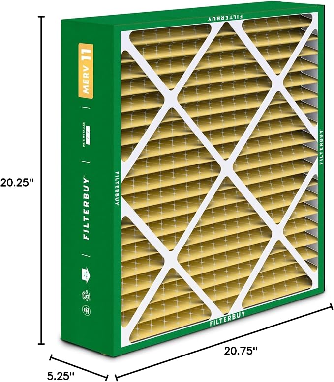 Filterbuy 20x20x5 Air Filter MERV 11 Superior Pet & Allergy Defense, Pleated