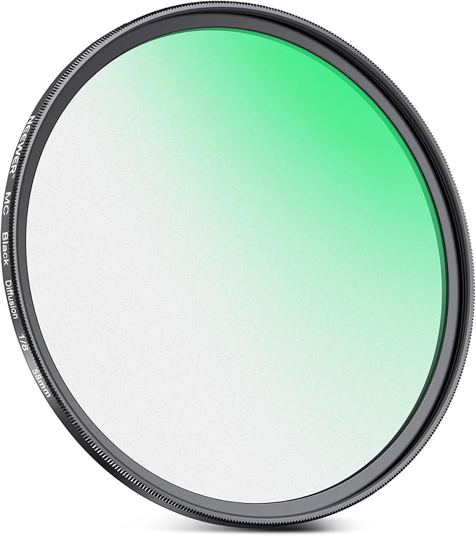 NEEWER 58mm Black Diffusion 1/8 Filter Soft Dreamy Cinematic Effect Filter