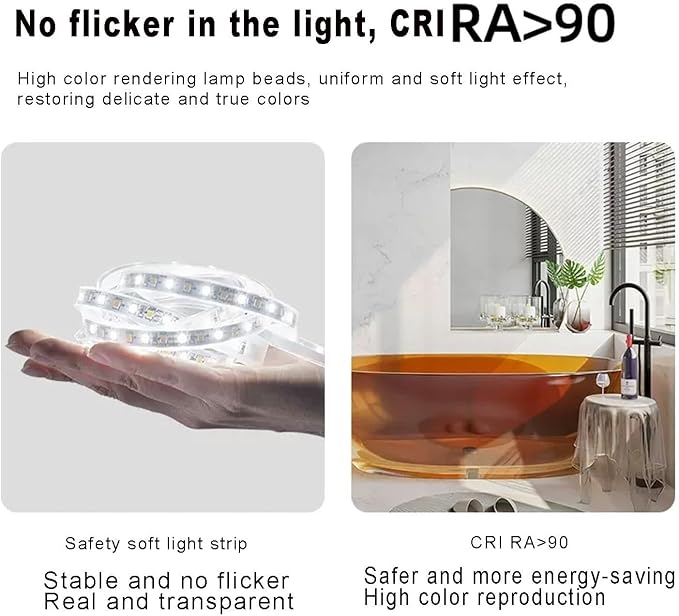 Semicircle Vanity Mirror with LED Lights, Dimmable LED Illuminated Bathroom