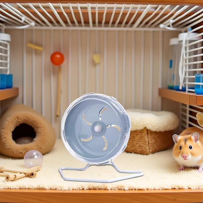 Grey Silent Hamster Wheel 7 inch, Silent Exercise, Height-Adjustable Wheel Cage Accessories, Running Toys Small Animals Exercise, for Hamster Wheel