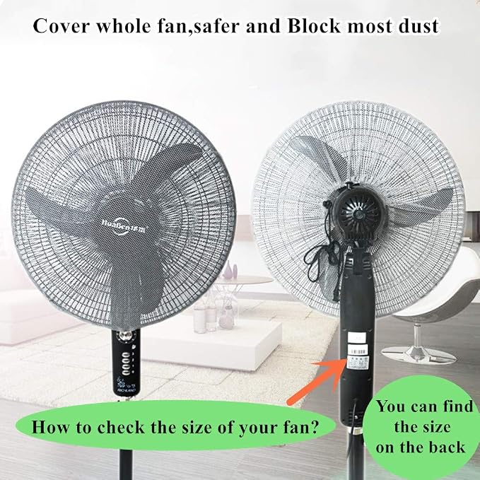 2 Pack - 18" Fan Safety Protection Cover, Kids Finger Protect Fan Net Guard