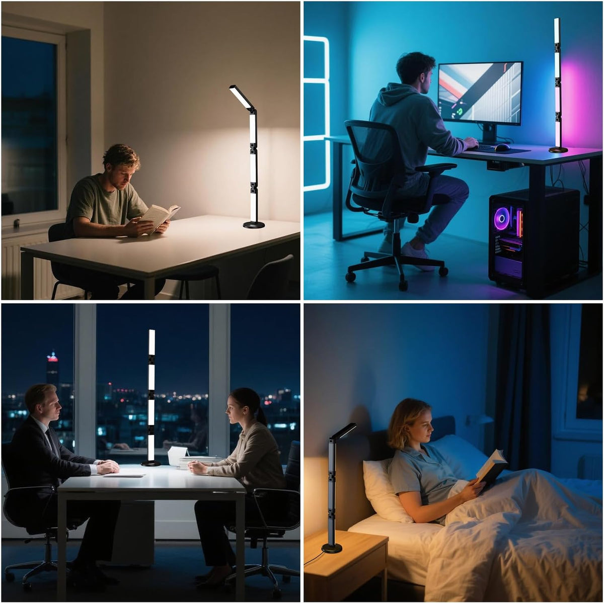 Led Desk Lamp with Atmosphere Lighting, Smart RGB LED Desk Lamp
