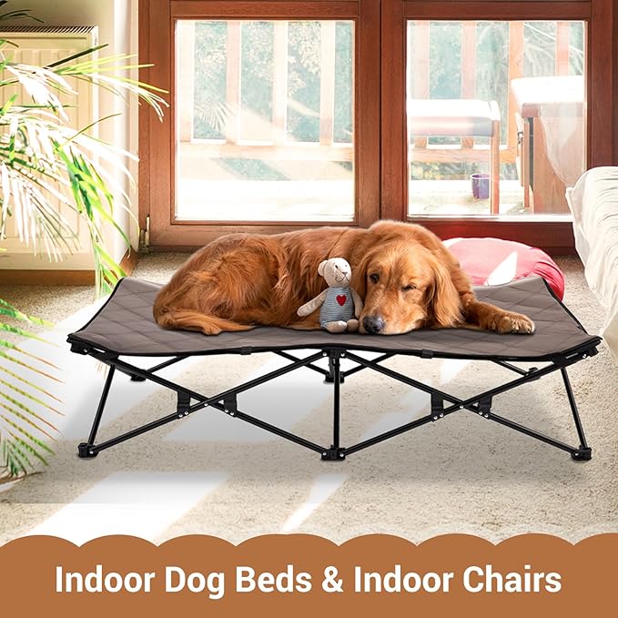 KingCamp Elevated Dog Bed for XL Dogs, Outdoor Raised Cooling Pet Cot Bed with Washable Breathable Mesh & No-Slip Feet Perfect for Camping, Backyard, Indoor Use (XL, Black)