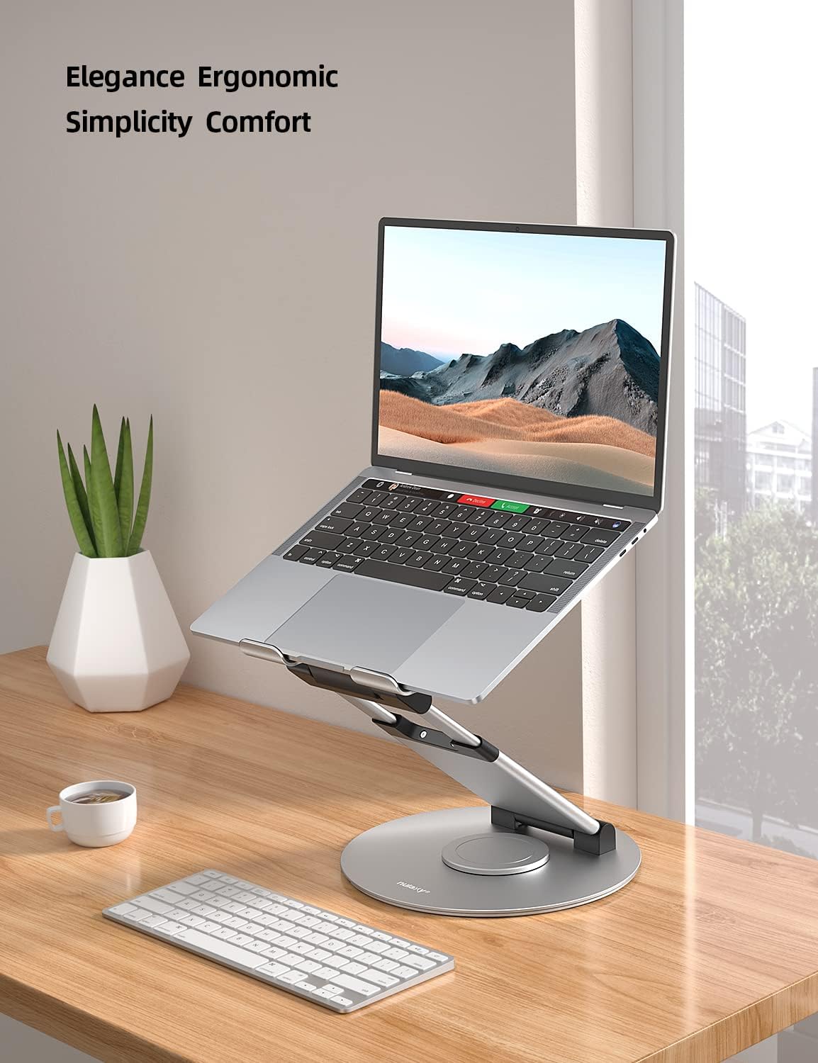 Nulaxy 18" Height Telescopic 360 Rotating Aluminum Laptop Stand Desk Silver
