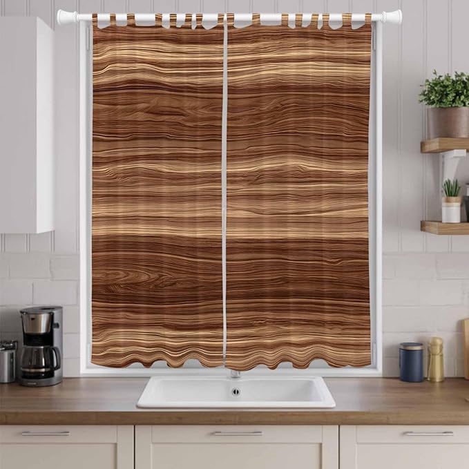 Brown Western Living Room Curtains 84 Inch Length, Window Curtains Tab Top