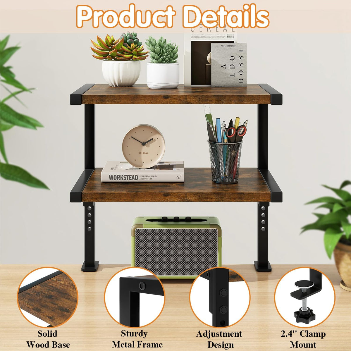 IBUYKE Clamp on Desk Organizer Shelf,Desk Extender Shelves UTMZ007H