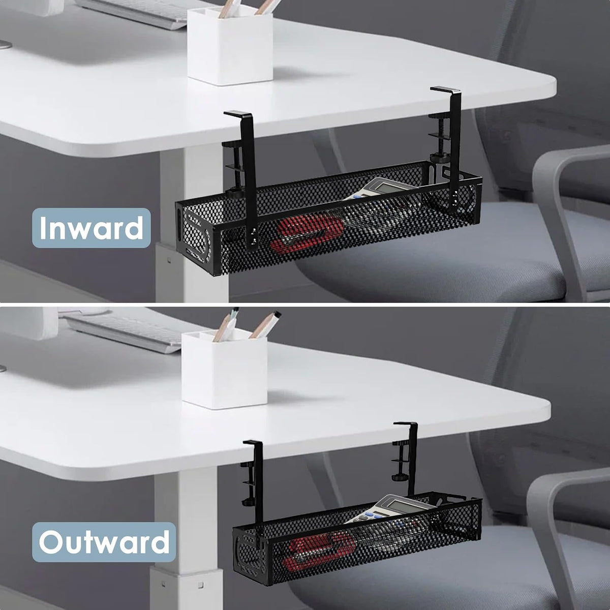 Cable Management, 2 Pack Cable Management Under Desk, Cable Tray