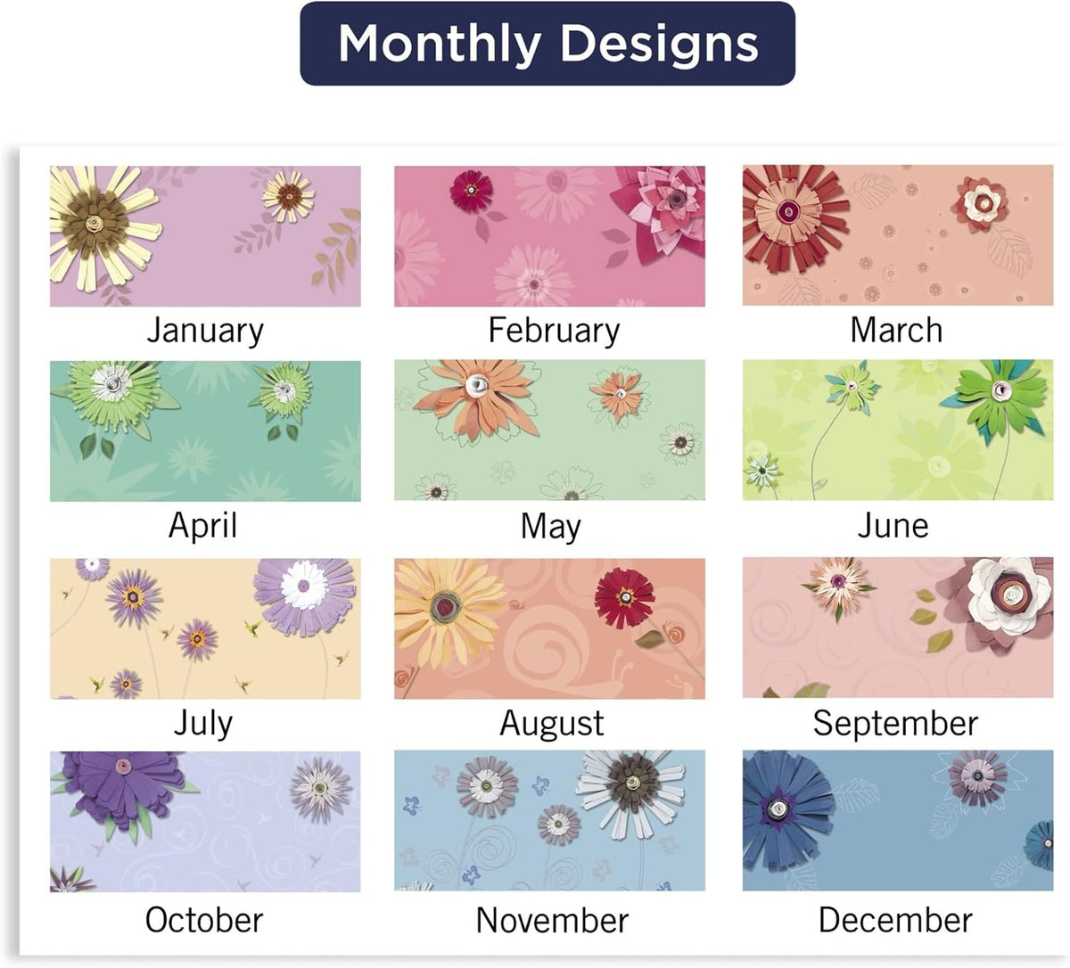 AT-A-GLANCE 2023 Desk Calendar, Desk Pad, 21-3/4" x 17", Standard, Monthly, Paper Flowers (5035)