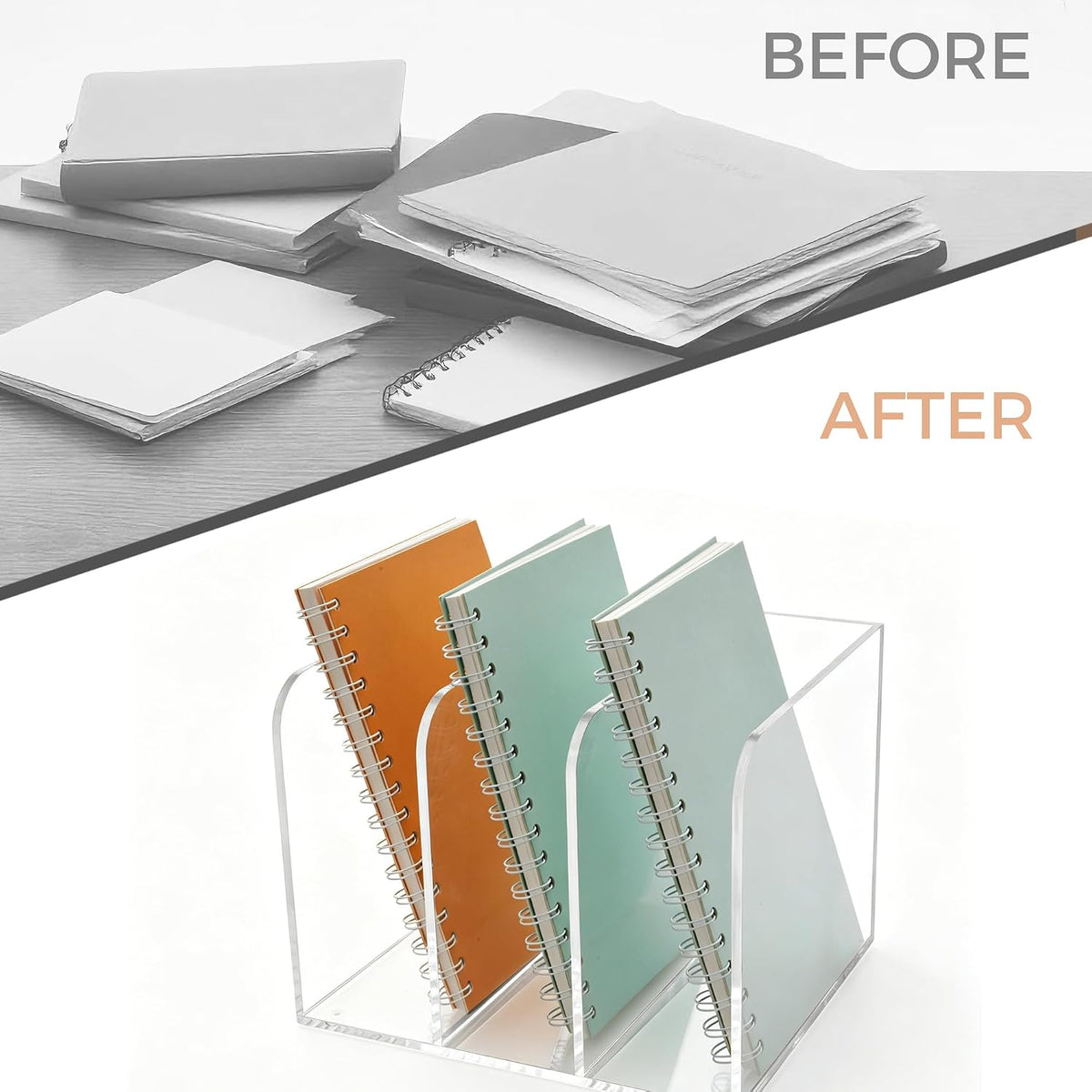 Lovemolly 3-Slot Clear Acrylic Magazine File Holder – Wide Vertical Desk Organizer for Books, Binders & Tablets, 5mm Thick, 7.48 x 8.97 x 6.69 in