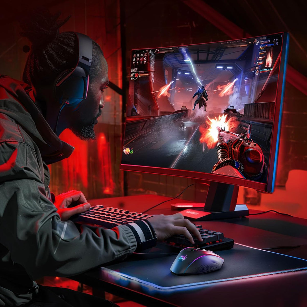 Redragon Wireless Gaming Mouse, MMO Gaming Mouse UP 16,000 DPI, 16 Macro Programmable Buttons, RGB Rechargeable with 12 Side Buttons, 70Hrs for PC Laptop MOBA FPS, M901P-KS