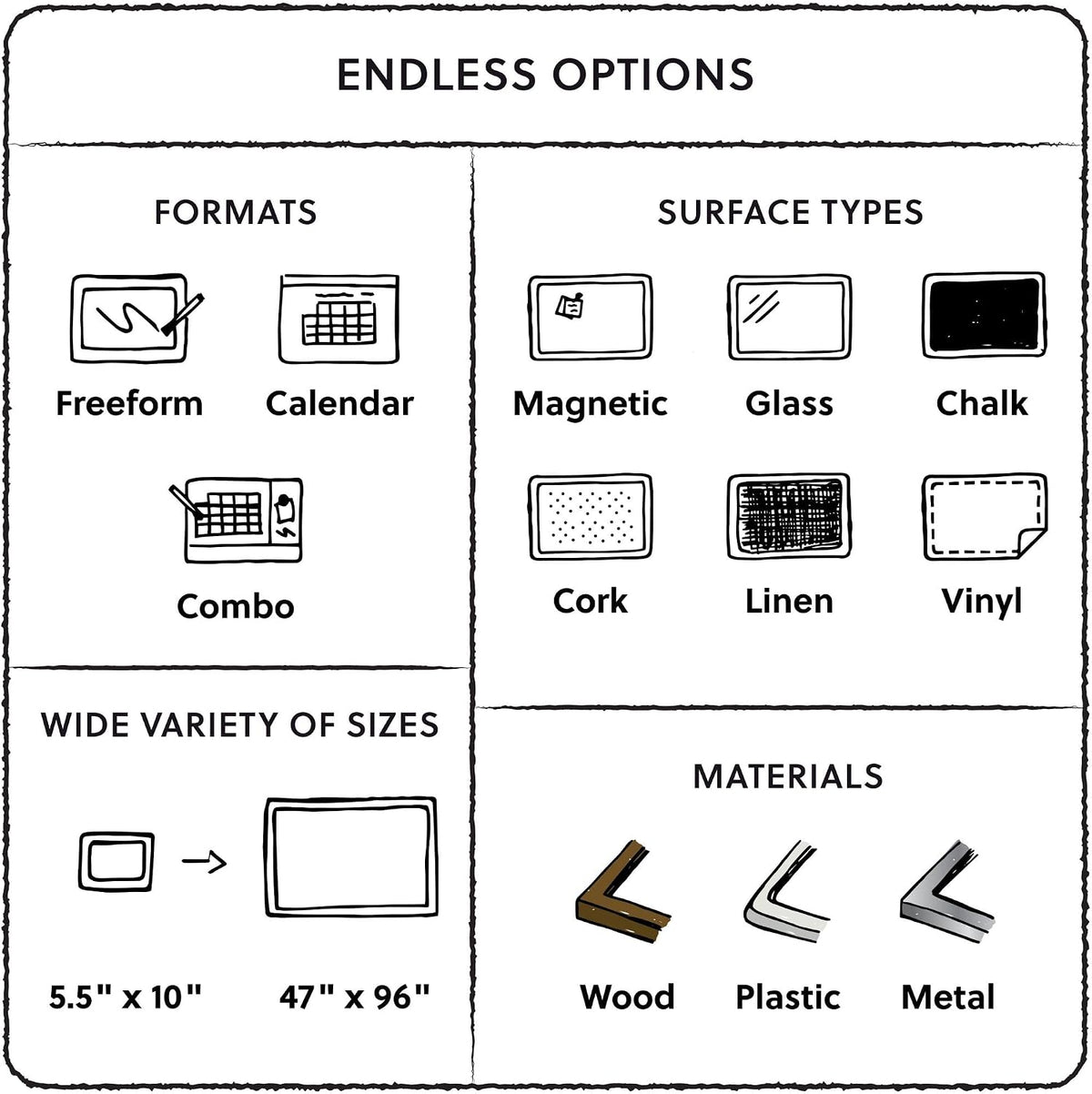 U Brands 24" x 36" Magnetic White Board with Markers, Black Metal Frame