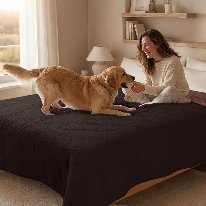 100% Waterproof Dog Couch Protector, Triple-Layer Waterproof Dog Bed Cover Pet Blanket Reversible 2-Tone Sofa Shield, Non-Slip Furniture Guard for Pets(30×71 Inch, Chocolate+Coffee)