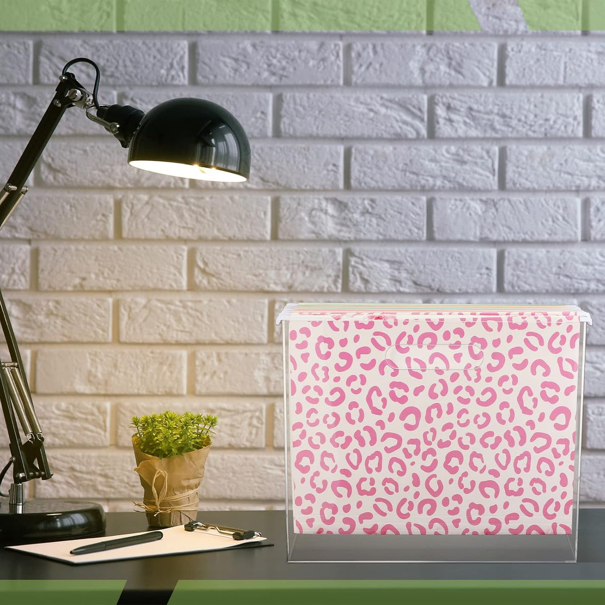Sintuff Hanging File Organizer Box, Acrylic File Folder Organizer