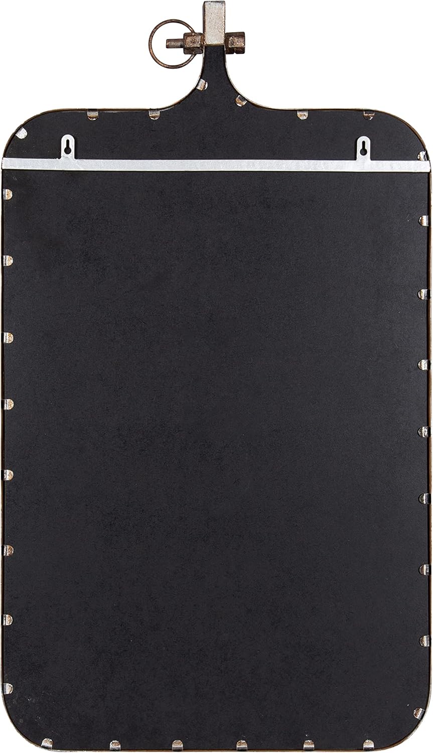 Kate and Laurel Yitro Modern Farmhouse Metal Rectangle Decorative Pinboard, 20 x 35, Rustic Bronze, Industrial Rectangular Bulletin Board with Unique Ornamental Crown