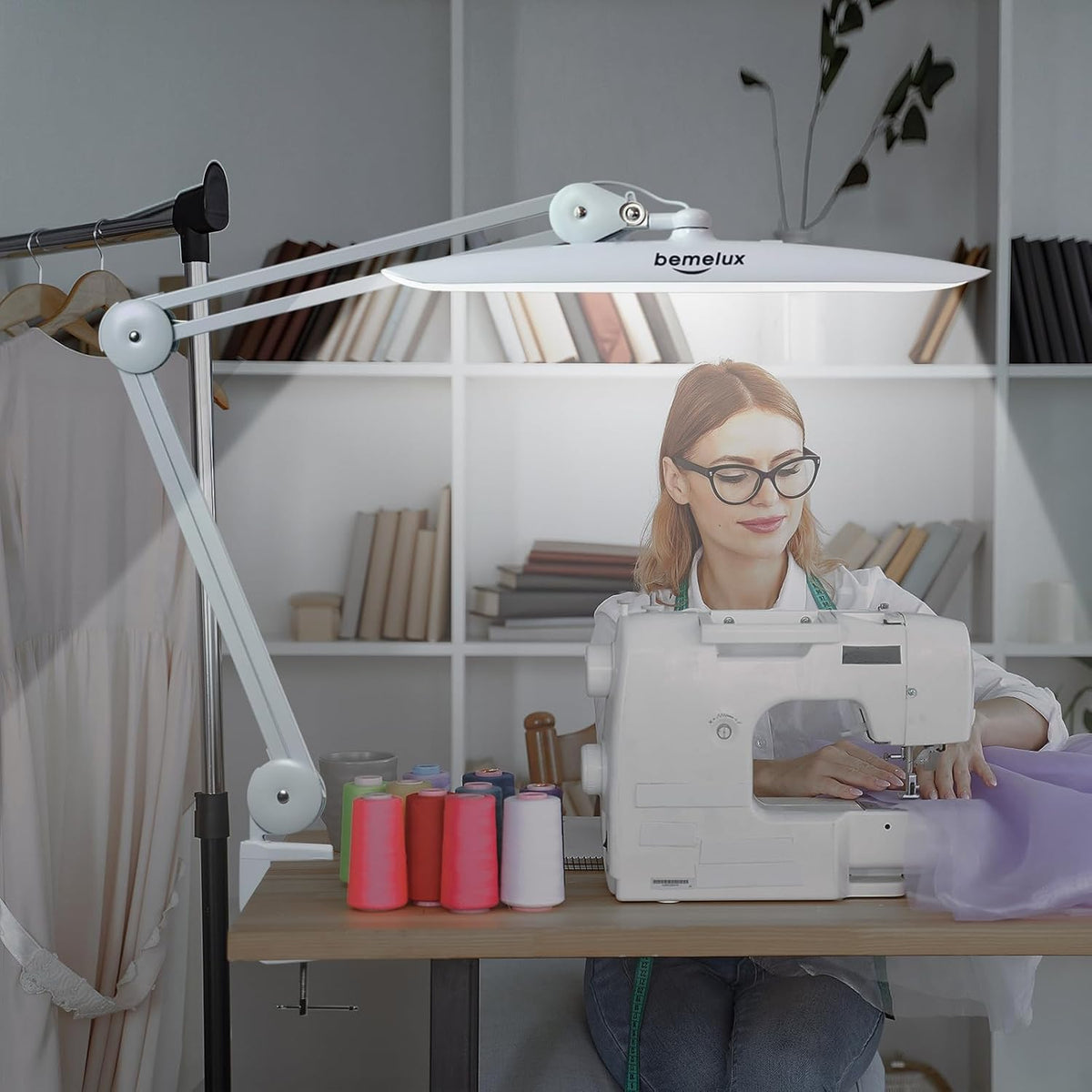 20-Inch LED Desk Lamp with Clamp, 24W 2200LM, White