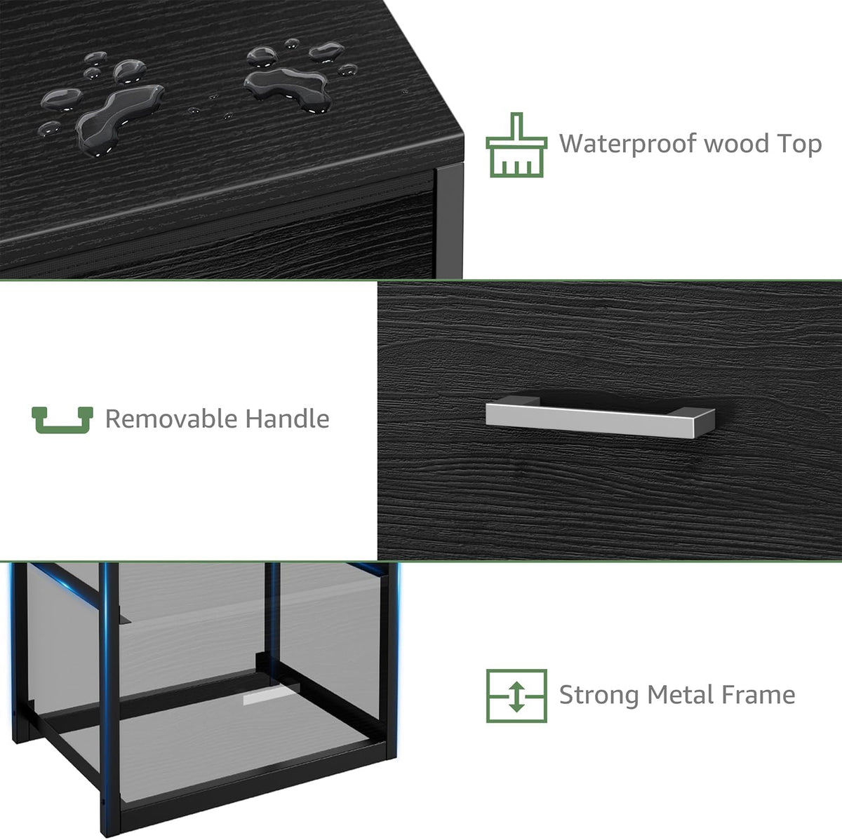 BOLUO Stackable Storage Drawers Narrow Closet Organizers and Storage Fabric Black 2 Drawer Dresser for Bedroom 2 Packs Modern
