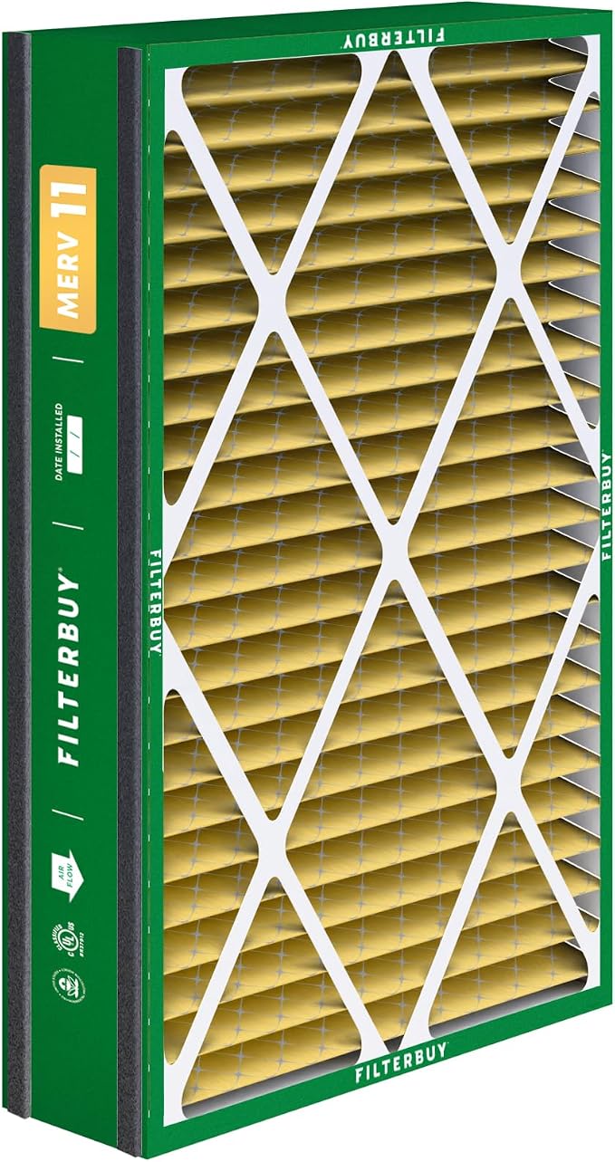 Filterbuy 16x25x5 Air Filter MERV 11 Superior Pet & Allergy Defense,