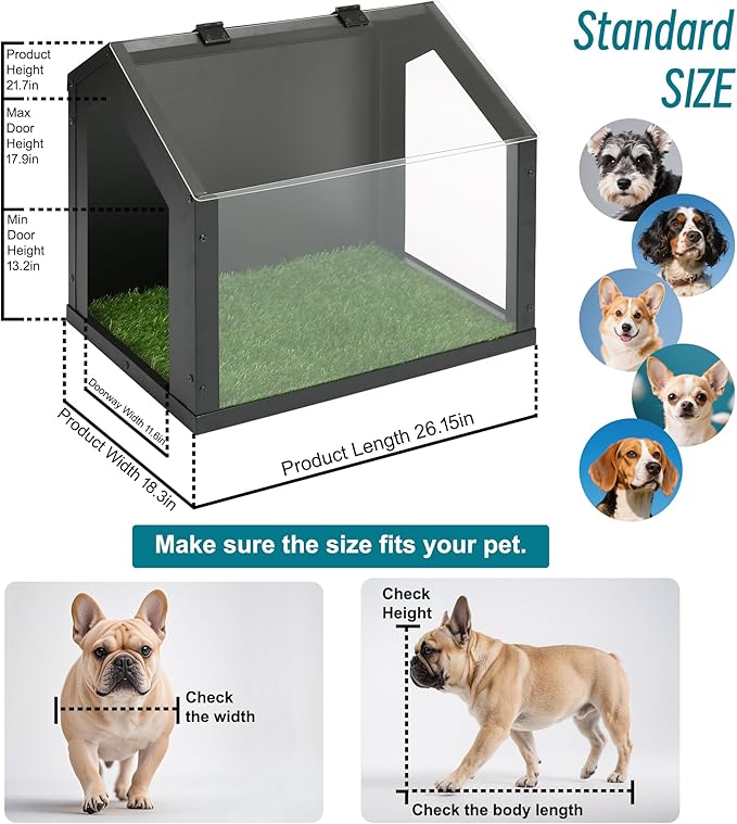 Stylish Indoor Dog Potty with High Walls, Durable Washable Fake Grass Mat, Splash Guard Design for Mess-Free Diagonal Peeing – Blends with Home Decor, Ideal for Indoor & Balcony Use