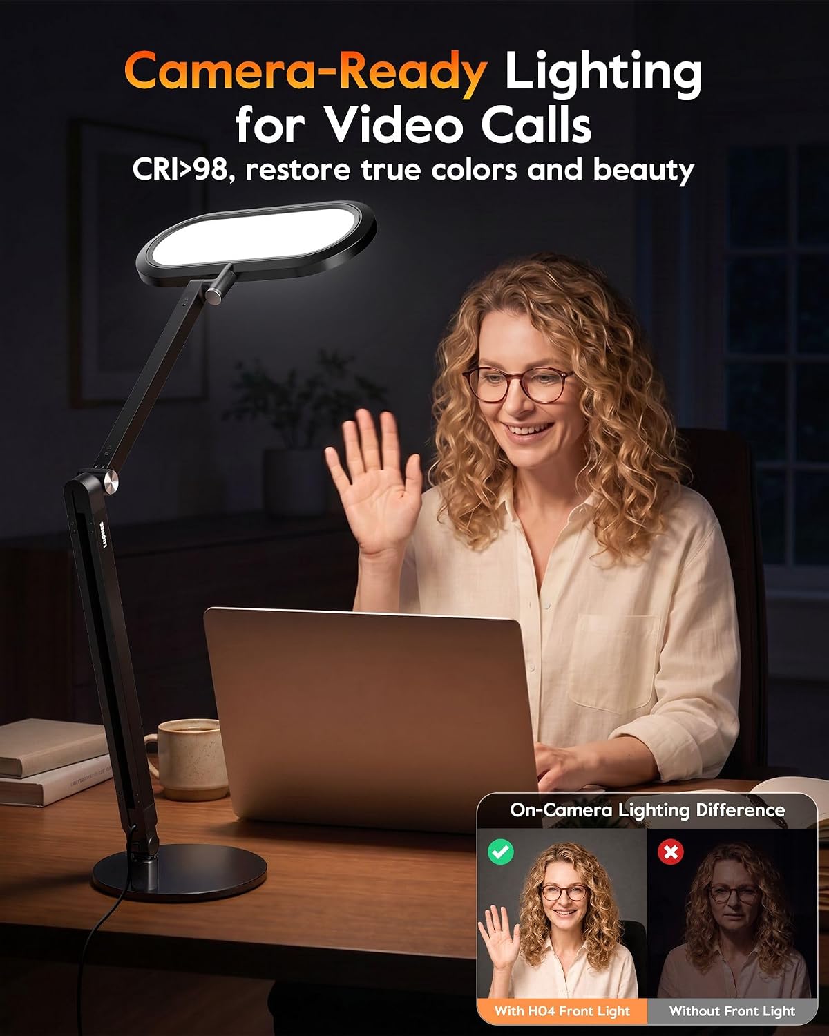 LitONES EaseGlowXP Dual‑Zone Desk Lamp, Remote, Morden Home Office Lighting