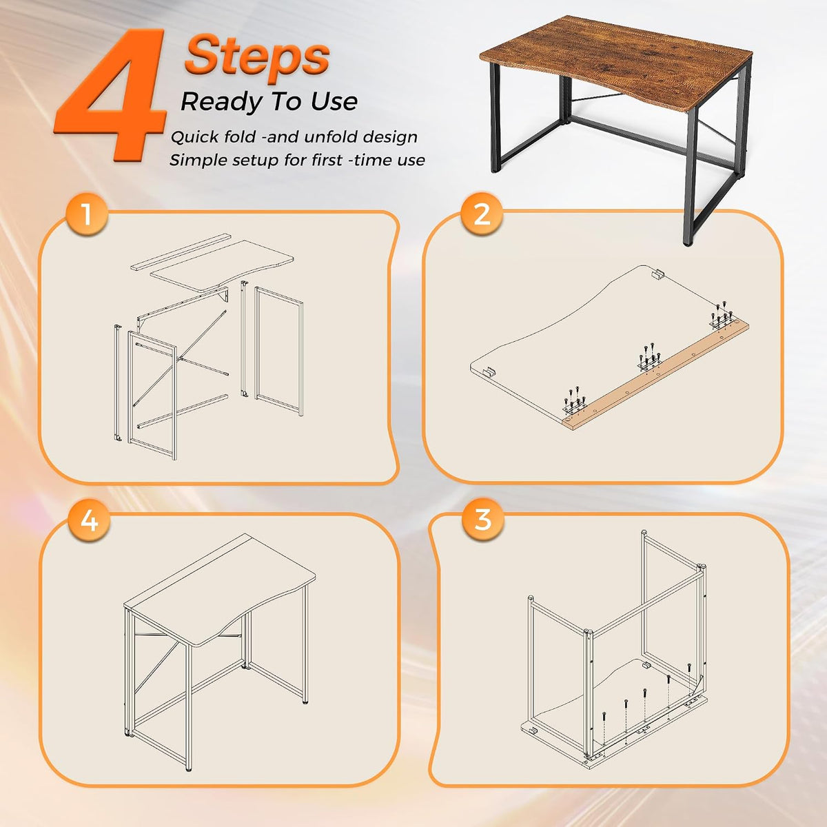 Huuger Folding Desk for Small Spaces, 31.5 Inch Foldable Computer Table