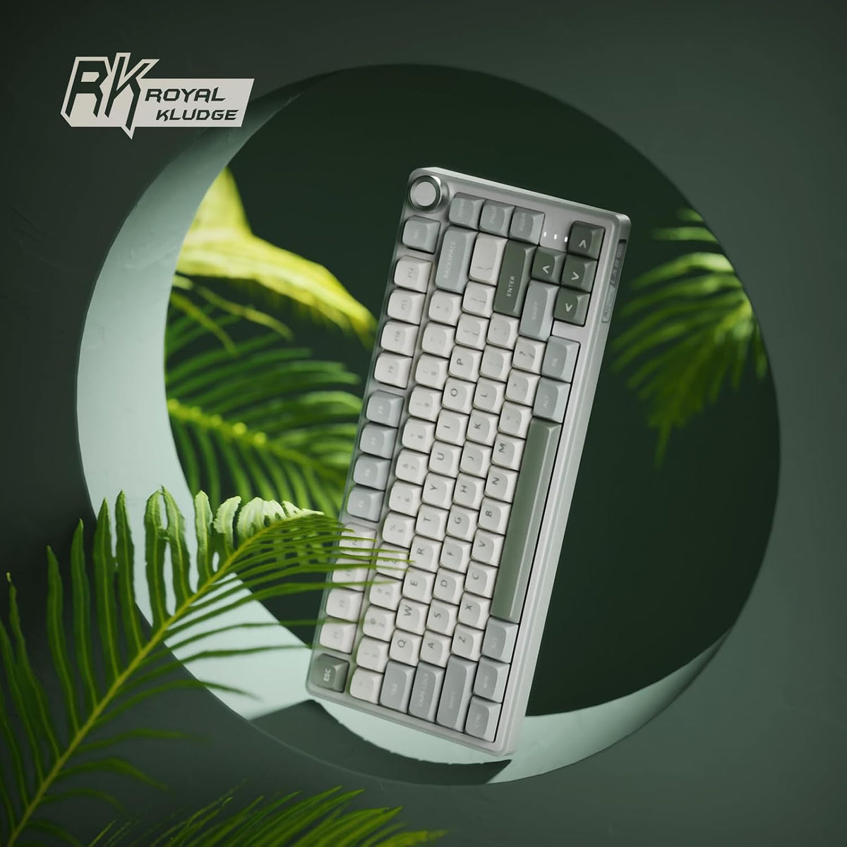 RK ROYAL KLUDGE R75 Mechanical Keyboard Wired with Volume Knob, 75% Keyboard Gasket Mounted, RGB Backlit, Creamy Keyboard with MDA Profile, PBT Keycaps, Hot Swappable Pre-lubed Tactile Switch